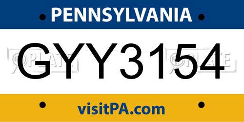 GYY3154 Pennsylvania License Plate