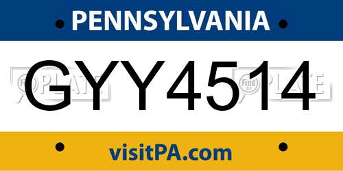 GYY4514 Pennsylvania License Plate