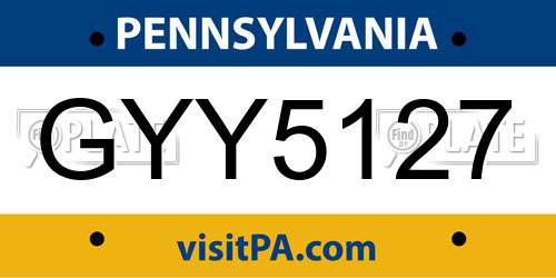 GYY5127 Pennsylvania License Plate