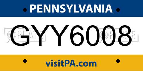 GYY6008 Pennsylvania License Plate