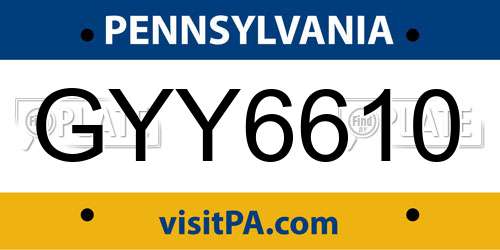 GYY6610 Pennsylvania License Plate