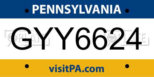 GYY6624 Pennsylvania License Plate