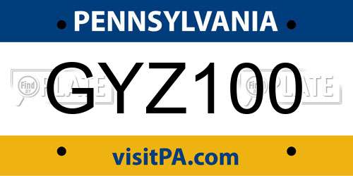 GYZ100 Pennsylvania License Plate