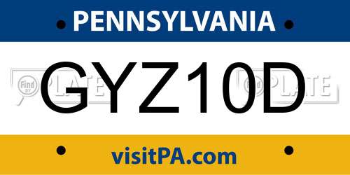 GYZ10D Pennsylvania License Plate