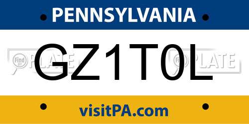 GZ1T0L Pennsylvania License Plate