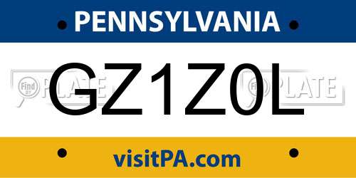 GZ1Z0L Pennsylvania License Plate