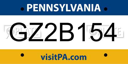 GZ2B154 Pennsylvania License Plate