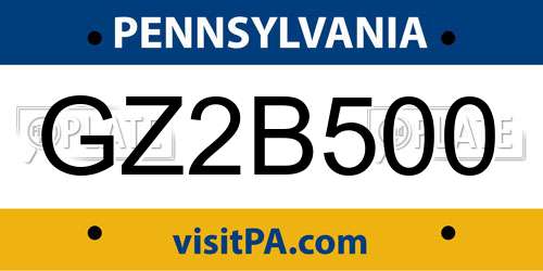 GZ2B500 Pennsylvania License Plate