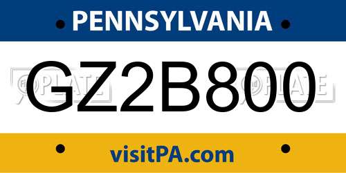 GZ2B800 Pennsylvania License Plate