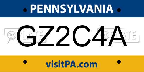 GZ2C4A Pennsylvania License Plate