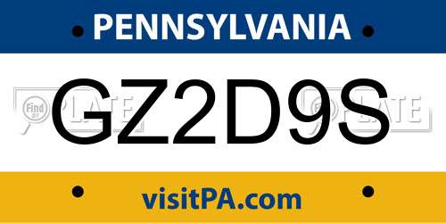GZ2D9S Pennsylvania License Plate