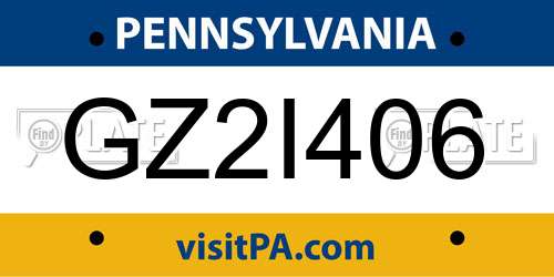 GZ2I406 Pennsylvania License Plate