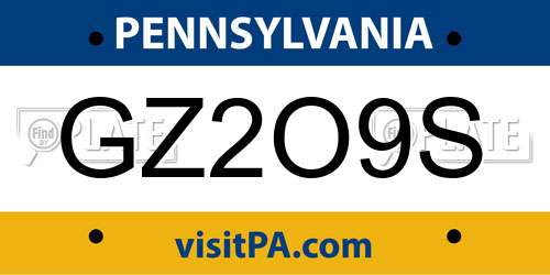 GZ2O9S Pennsylvania License Plate