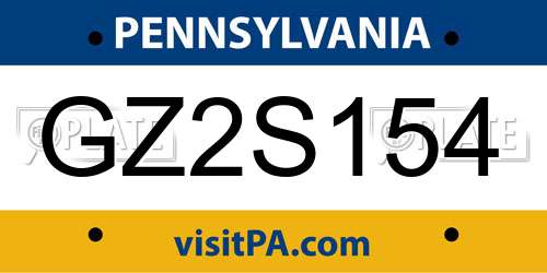 GZ2S154 Pennsylvania License Plate