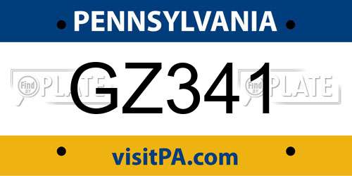 GZ341 Pennsylvania License Plate