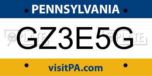 GZ3E5G Pennsylvania License Plate