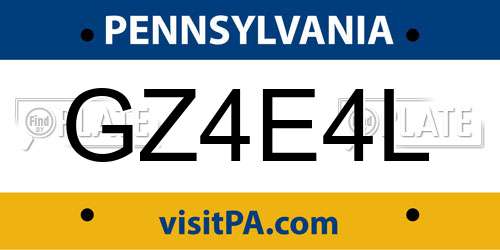 GZ4E4L Pennsylvania License Plate