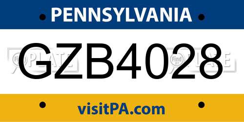 GZB4028 Pennsylvania License Plate