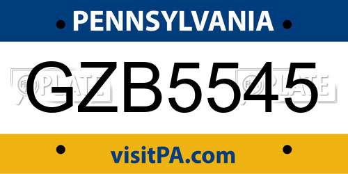GZB5545 Pennsylvania License Plate