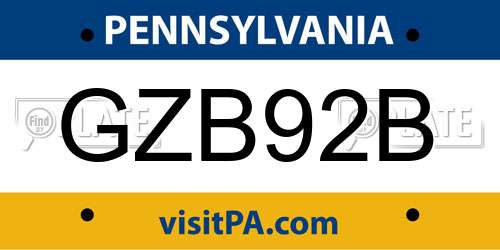 GZB92B Pennsylvania License Plate