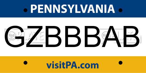 GZBBBAB Pennsylvania License Plate