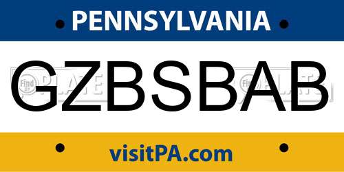 GZBSBAB Pennsylvania License Plate