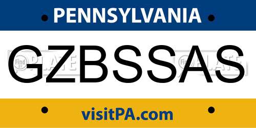 GZBSSAS Pennsylvania License Plate