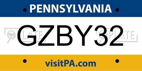 GZBY32 Pennsylvania License Plate