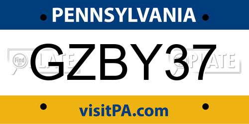 GZBY37 Pennsylvania License Plate