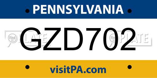 GZD702 Pennsylvania License Plate