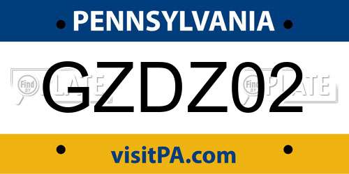 GZDZ02 Pennsylvania License Plate
