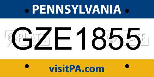 GZE1855 Pennsylvania License Plate