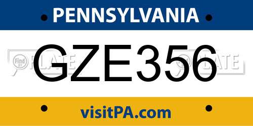 GZE356 Pennsylvania License Plate