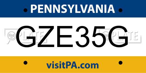 GZE35G Pennsylvania License Plate