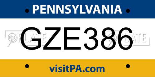 GZE386 Pennsylvania License Plate