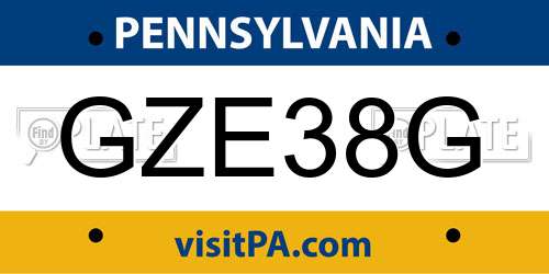 GZE38G Pennsylvania License Plate