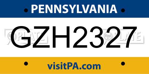 GZH2327 Pennsylvania License Plate