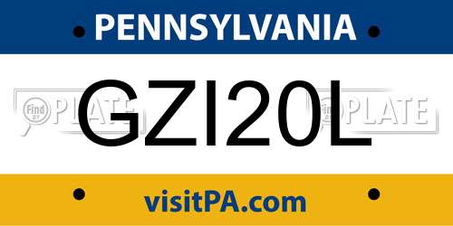 GZI20L Pennsylvania License Plate