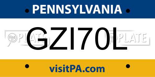 GZI70L Pennsylvania License Plate