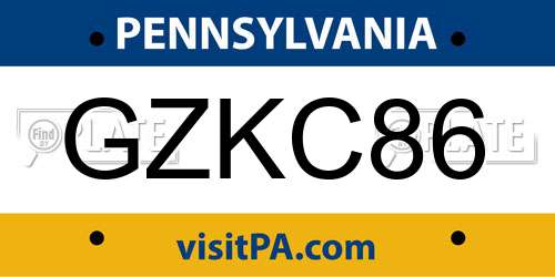 GZKC86 Pennsylvania License Plate