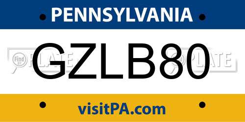 GZLB80 Pennsylvania License Plate