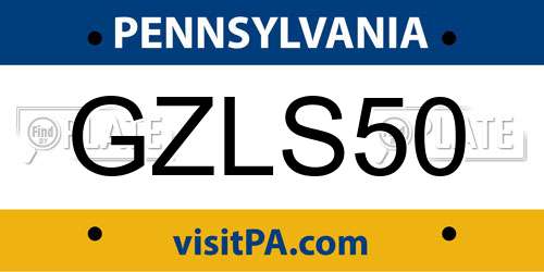 GZLS50 Pennsylvania License Plate