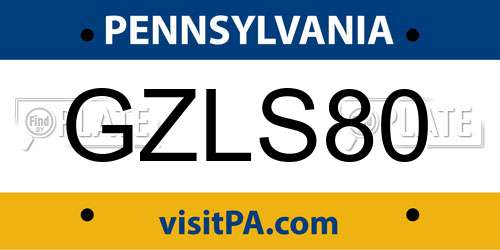 GZLS80 Pennsylvania License Plate