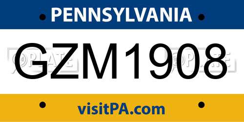 GZM1908 Pennsylvania License Plate