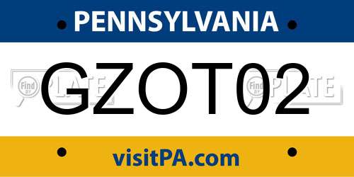 GZOT02 Pennsylvania License Plate