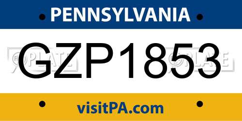 GZP1853 Pennsylvania License Plate