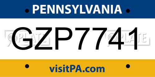 GZP7741 Pennsylvania License Plate