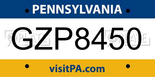 GZP8450 Pennsylvania License Plate