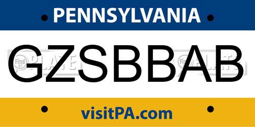 GZSBBAB Pennsylvania License Plate