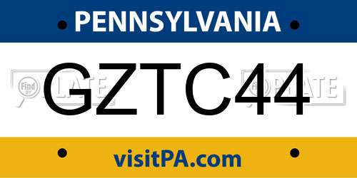 GZTC44 Pennsylvania License Plate